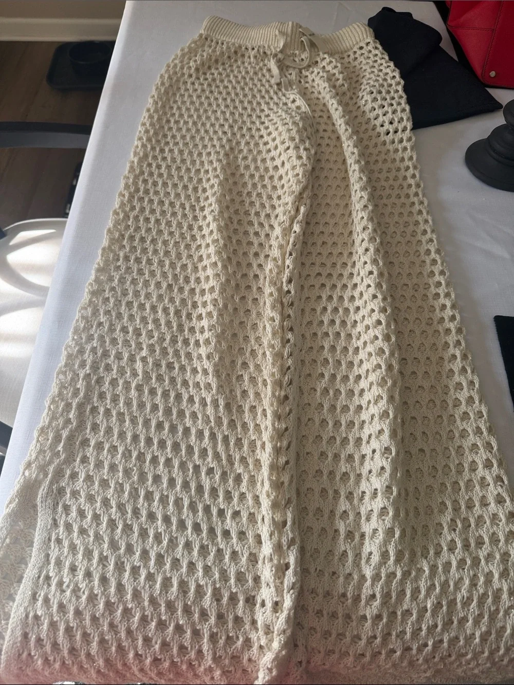 Beach Cover zip Open-Knit Cream Women's Sweater